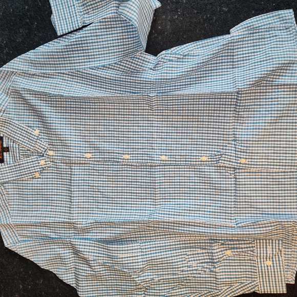 Ben Sherman Long Sleeve Button Down Checkered Haint Blue Shirt - Picture 4 of 9
